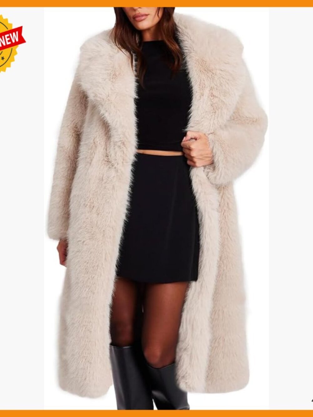 Long Faux Fur Coat Open Front Cardigan Jacket Winter Warm